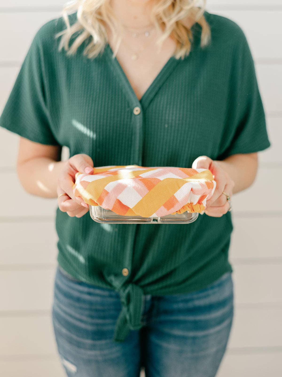 Peachy Plaid 7.5" Bowl + Baking Dish Cover