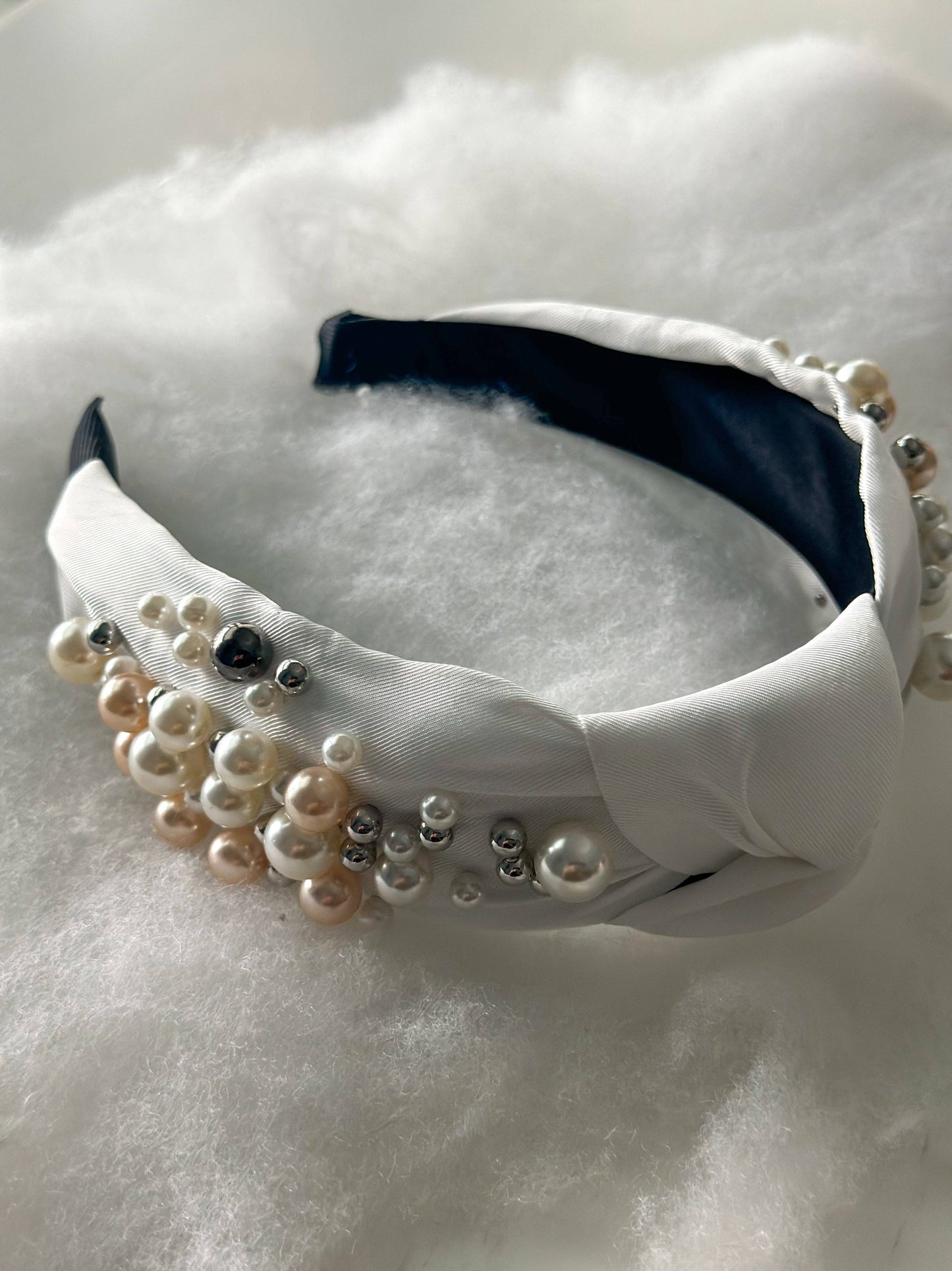 Piper Pearl Knot Headband "White"
