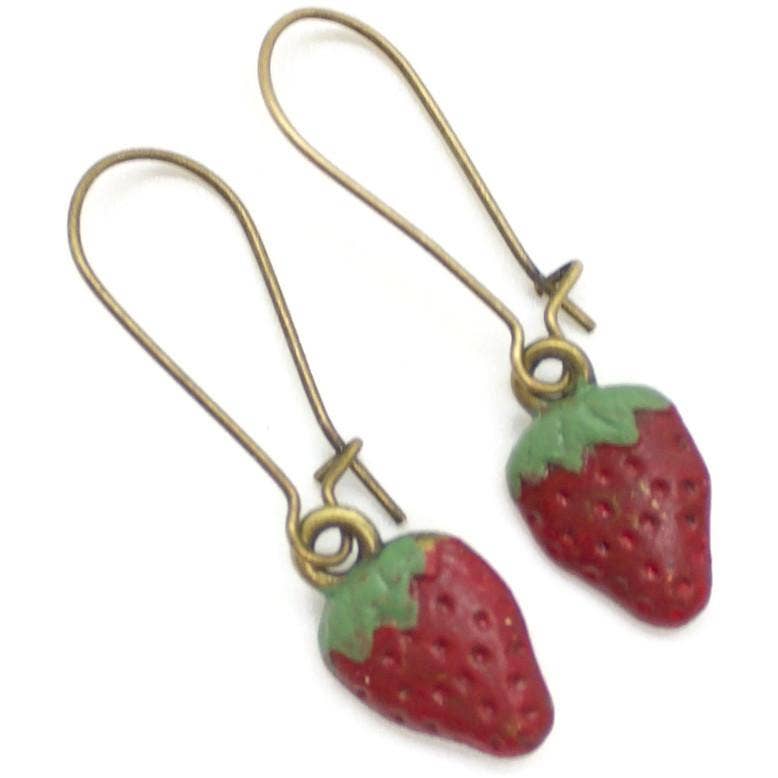 Strawberry Earrings: Cherry / Jade